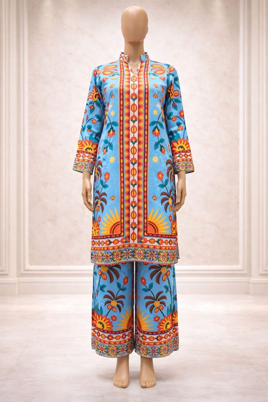 Floral Printed Satin Co-Ord Set for Women