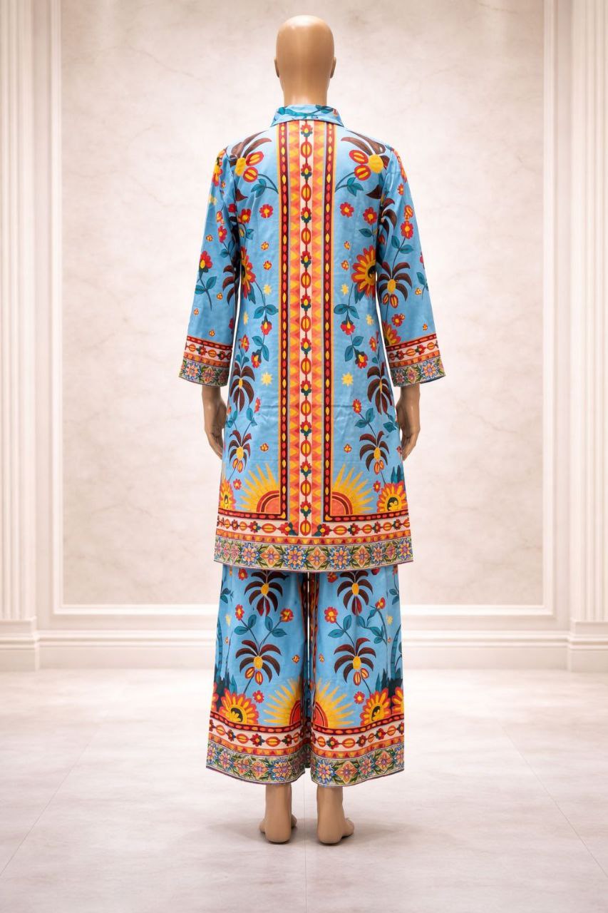 Floral Printed Satin Co-Ord Set for Women